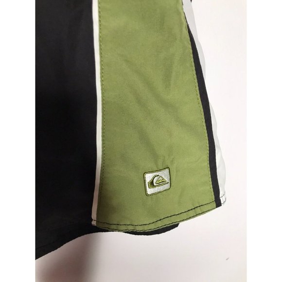 Quicksilver Men’s Size XL Green White Black Swim Trunks Shorts Lined - Picture 3 of 7